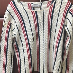 Frame Denim Cream and Red Crew Neck Sweater